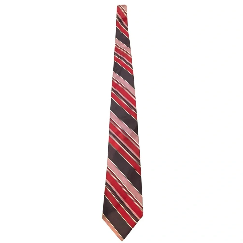 ❤️VINTAGE Marshall Fields Elegant Striped Tie - Cranberry, Navy, Cream and Plum